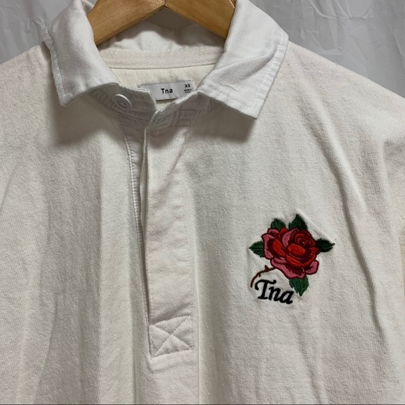 Aritzia TNA Covenham Longsleeve White Polo T-Shirt - Picture 4 of 10